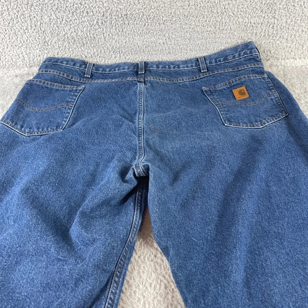 Carhartt B172 Relaxed Fit Flannel Lined Denim Jeans Mens 48x32 Blue